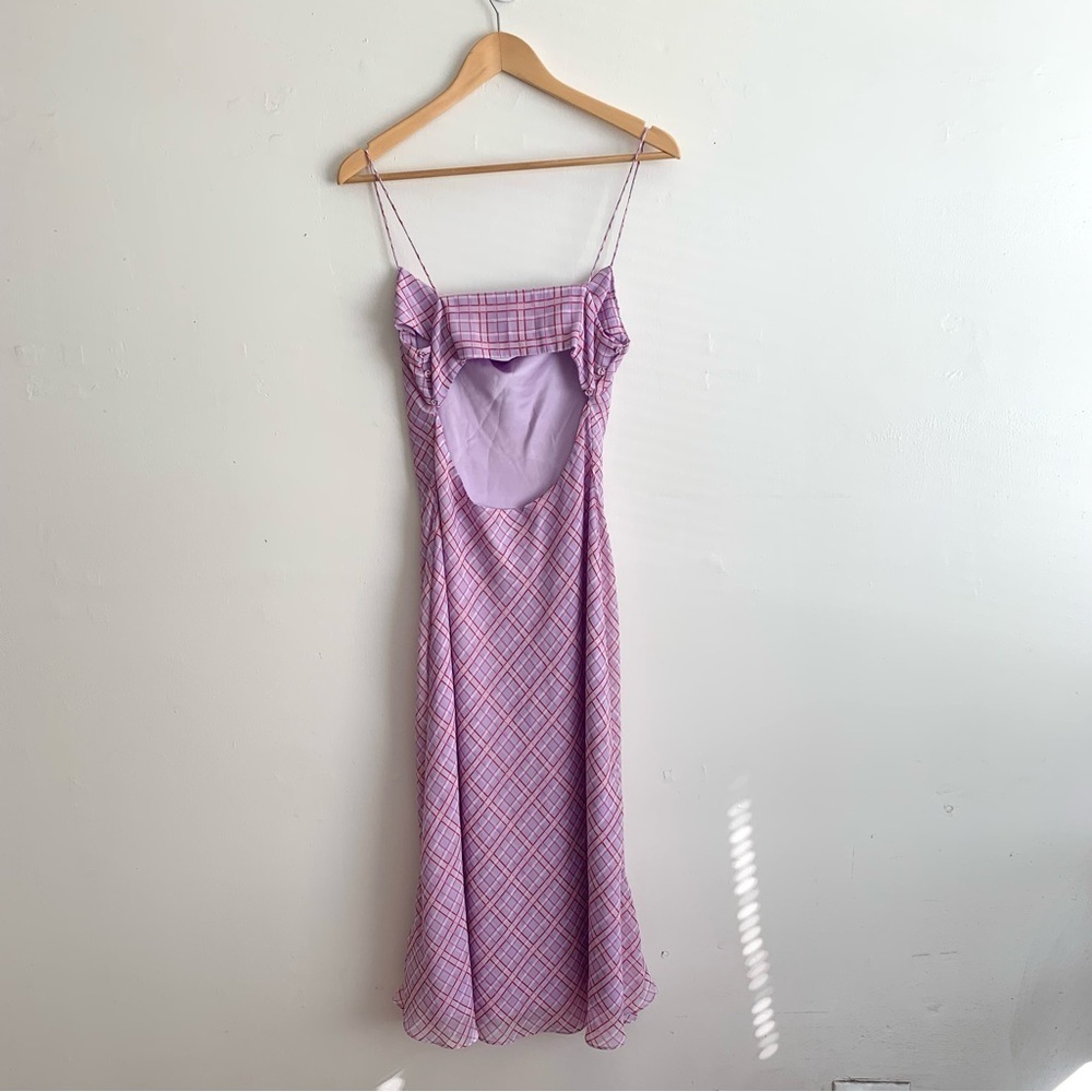 Finders Keepers Nostalgia Dress Lilac Check Cowl Neck Slip Dress - Picture 15 of 16